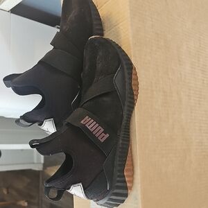 Puma Black and Brown Slip-On Sneakers